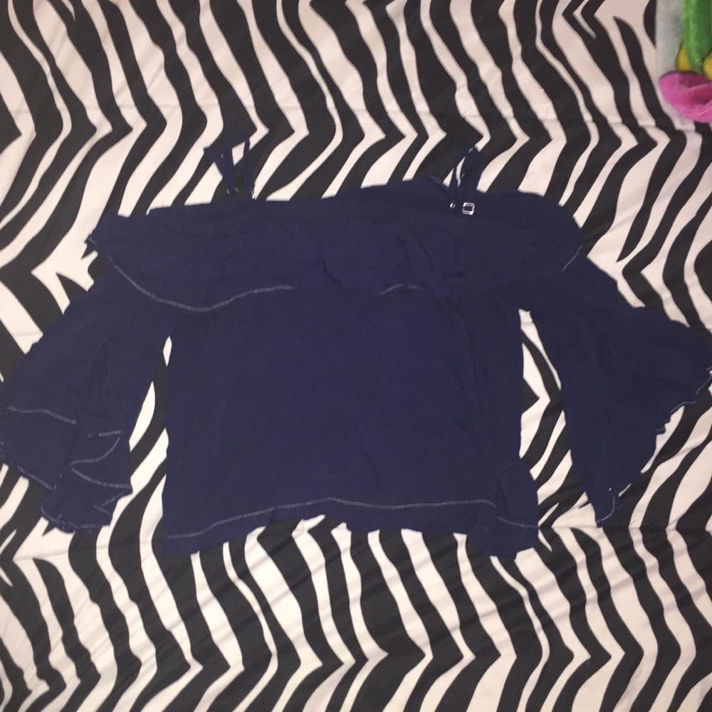 Dark blue off shoulder blouse